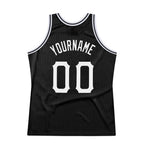 Custom Black White-Red Authentic Throwback Basketball Jersey photo 4