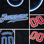 Custom Black Royal-Red Authentic Throwback Basketball Jersey detail