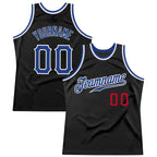 Custom Black Royal-Red Authentic Throwback Basketball Jersey photo 1