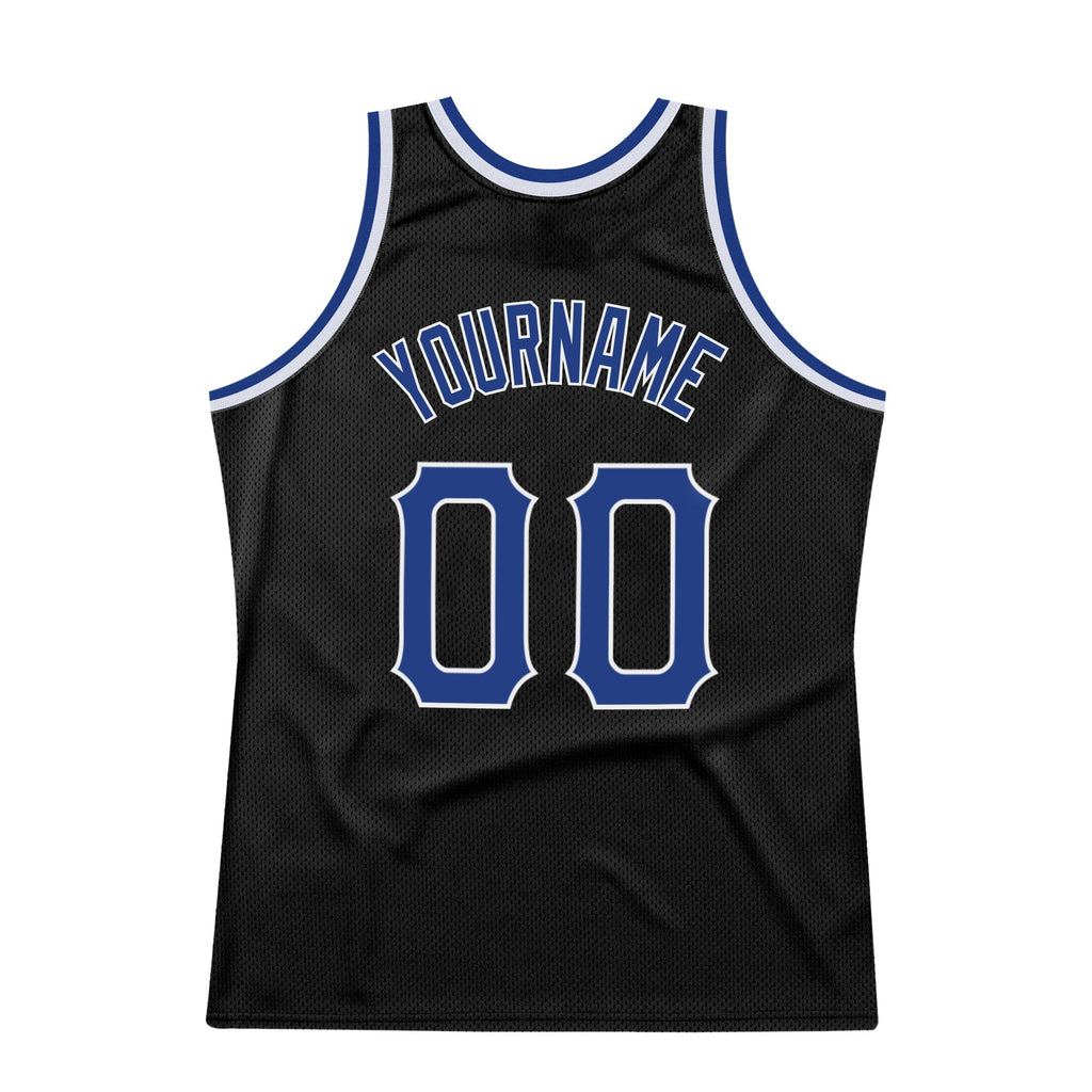 Custom Black Royal-Red Authentic Throwback Basketball Jersey photo 4