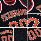 Custom Black Orange-White Authentic Throwback Basketball Jersey detail