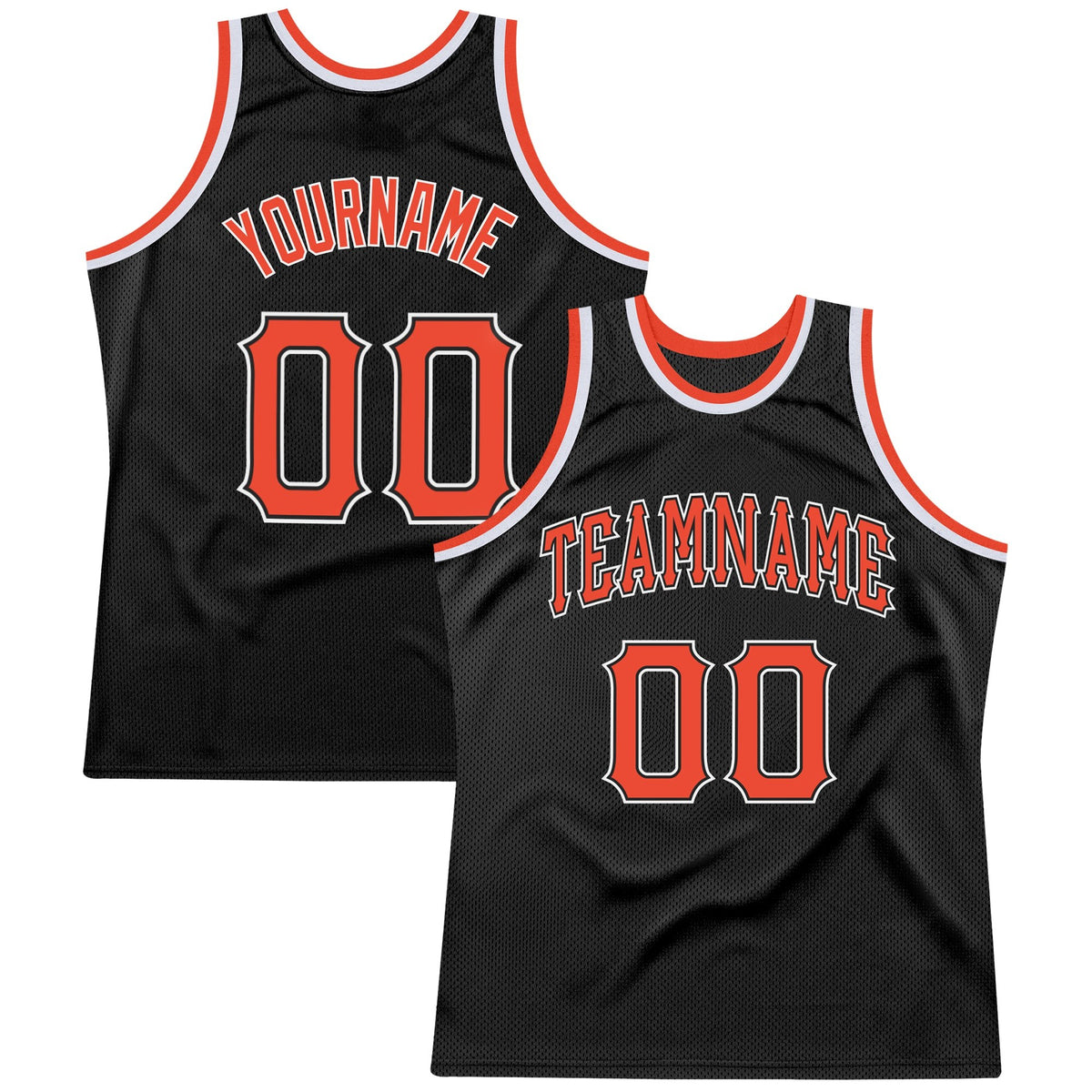 Custom Black Orange-White Authentic Throwback Basketball Jersey photo 1