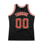 Custom Black Orange-White Authentic Throwback Basketball Jersey photo 4
