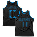 Custom Black Black-Blue Authentic Throwback Basketball Jersey photo 1