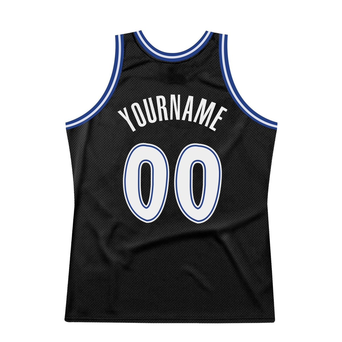 Custom Black White-Royal Authentic Throwback Basketball Jersey photo 4