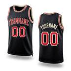 Custom Black Red-Cream Authentic Throwback Basketball Jersey
