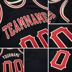 Custom Black Red-Cream Authentic Throwback Basketball Jersey detail