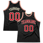 Custom Black Red-Cream Authentic Throwback Basketball Jersey photo 1