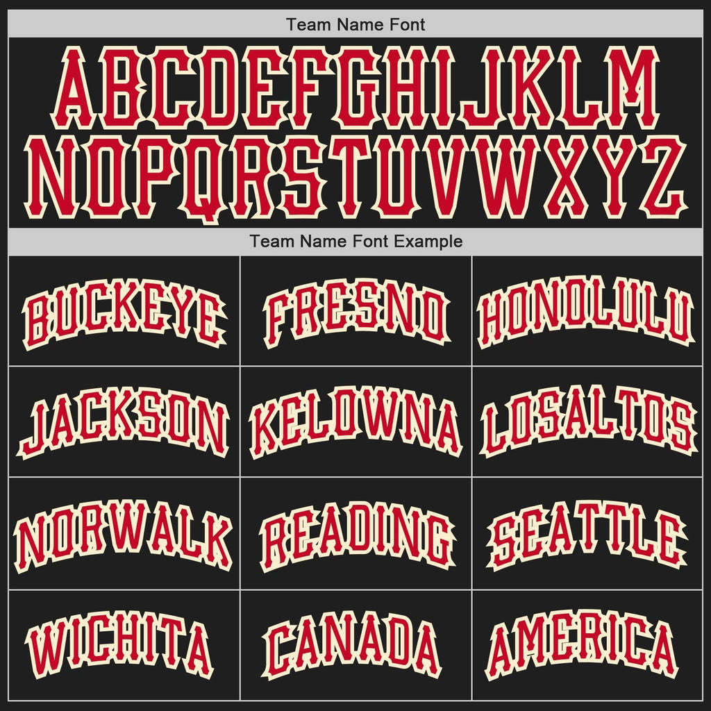 Custom Black Red-Cream Authentic Throwback Basketball Jersey photo 2