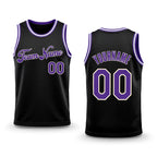 Custom Black Purple-Cream Authentic Throwback Basketball Jersey