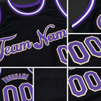 Custom Black Purple-Cream Authentic Throwback Basketball Jersey detail