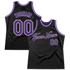 Custom Black Purple-Cream Authentic Throwback Basketball Jersey photo 1