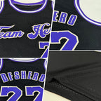 Custom Black Purple-Cream Authentic Throwback Basketball Jersey photo 2