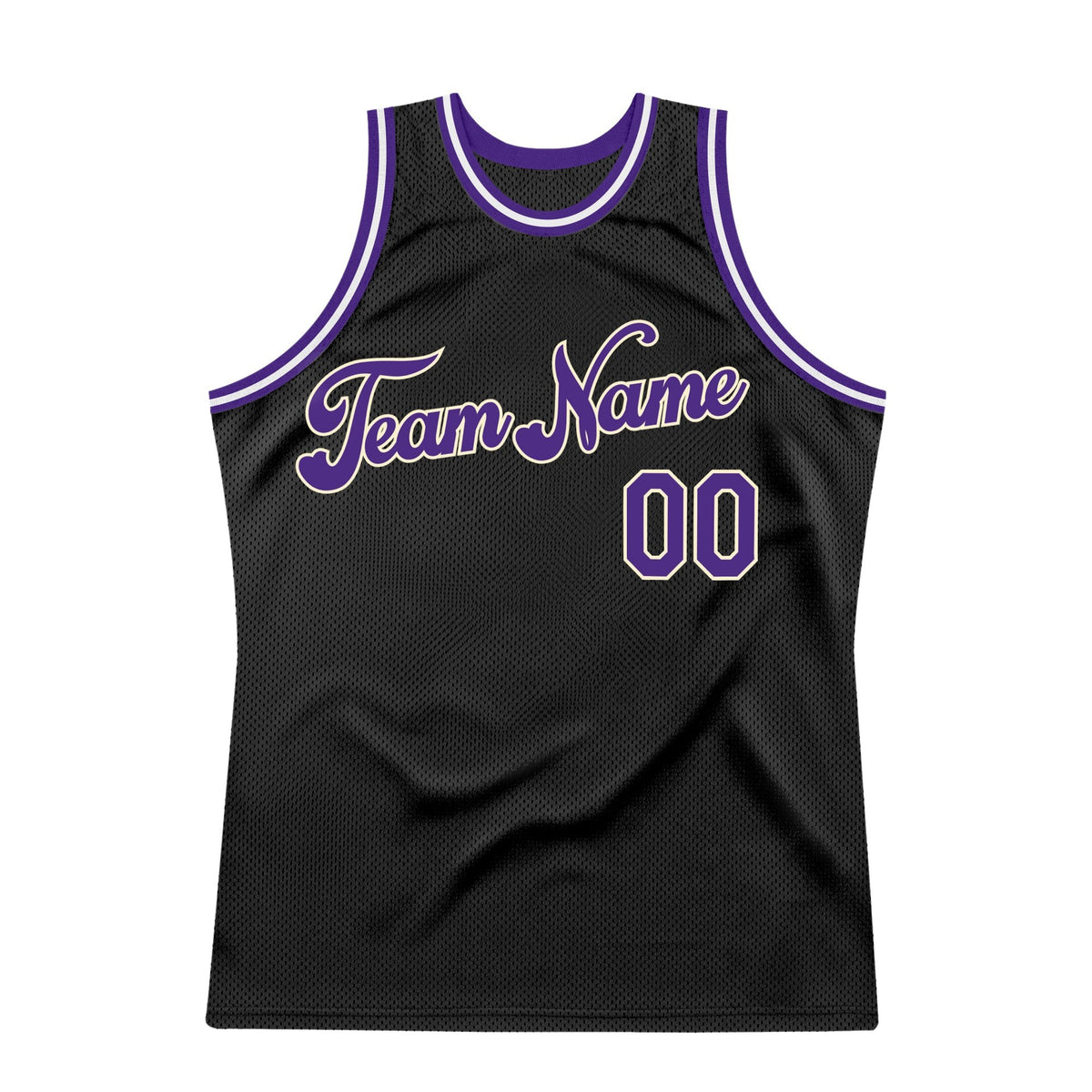 Custom Black Purple-Cream Authentic Throwback Basketball Jersey photo 5
