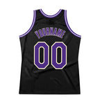 Custom Black Purple-Cream Authentic Throwback Basketball Jersey photo 6