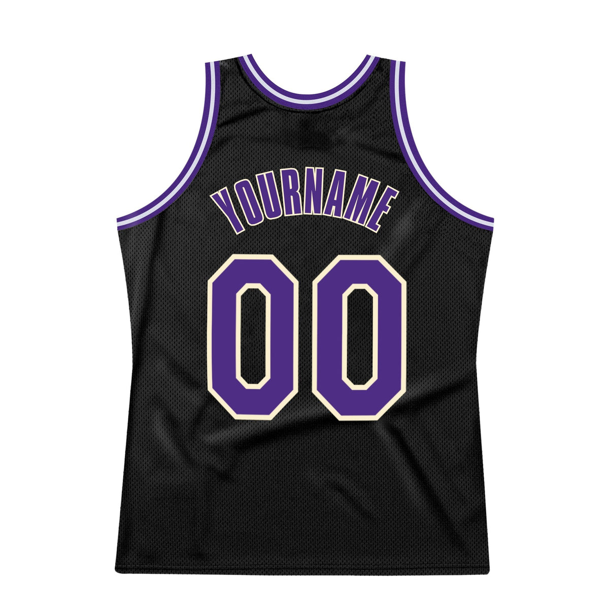 Custom Black Purple-Cream Authentic Throwback Basketball Jersey photo 6