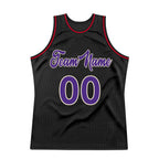 Custom Black Purple-Red Authentic Throwback Basketball Jersey photo 4