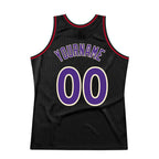 Custom Black Purple-Red Authentic Throwback Basketball Jersey photo 5