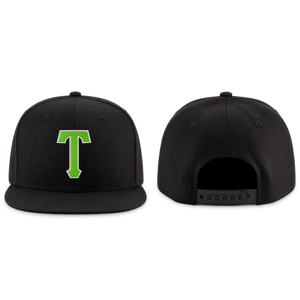 Custom Black Neon Green-White Stitched Adjustable Snapback Hat