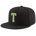 Custom Black Neon Green-White Stitched Adjustable Snapback Hat photo 1
