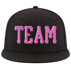 Custom Black Pink-Powder Blue Stitched Adjustable Snapback Hat photo 2