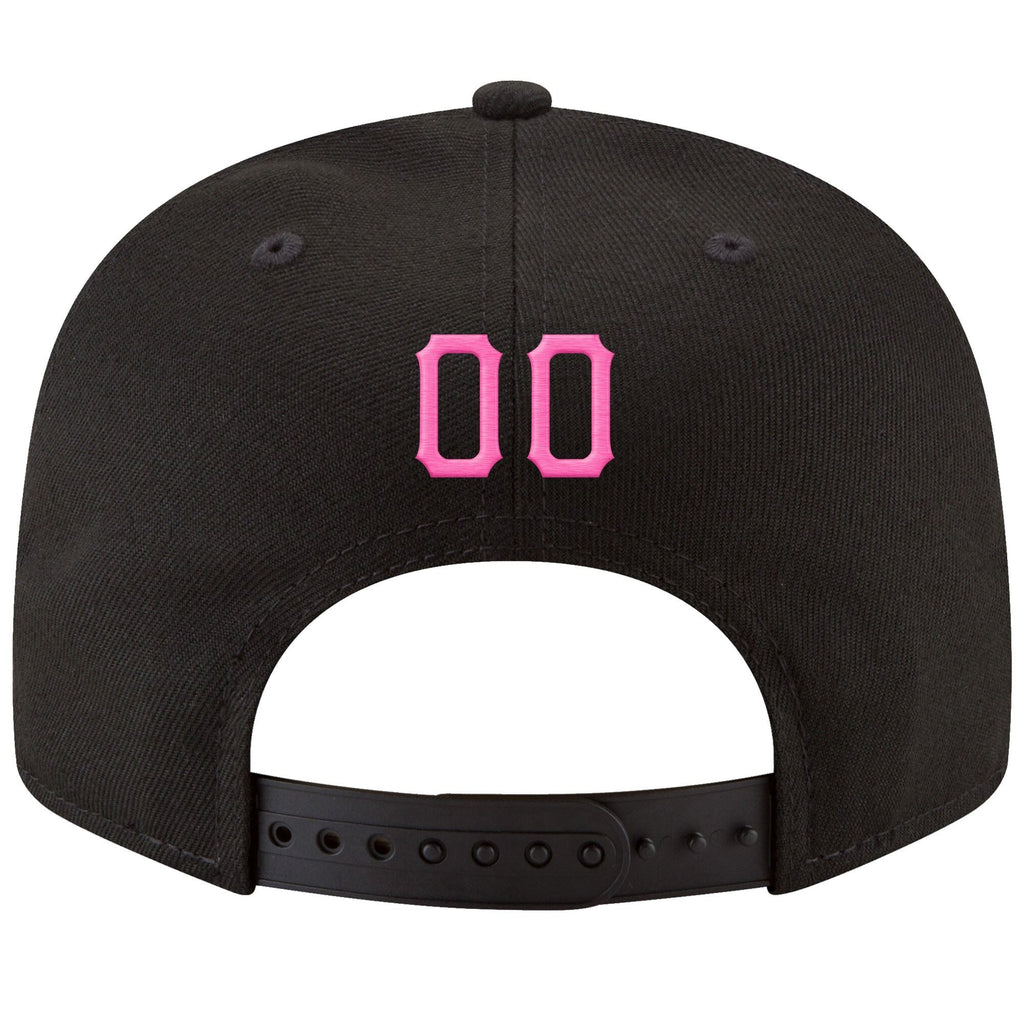Custom Black Pink-Powder Blue Stitched Adjustable Snapback Hat photo 3