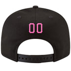 Custom Black Pink-Powder Blue Stitched Adjustable Snapback Hat photo 3