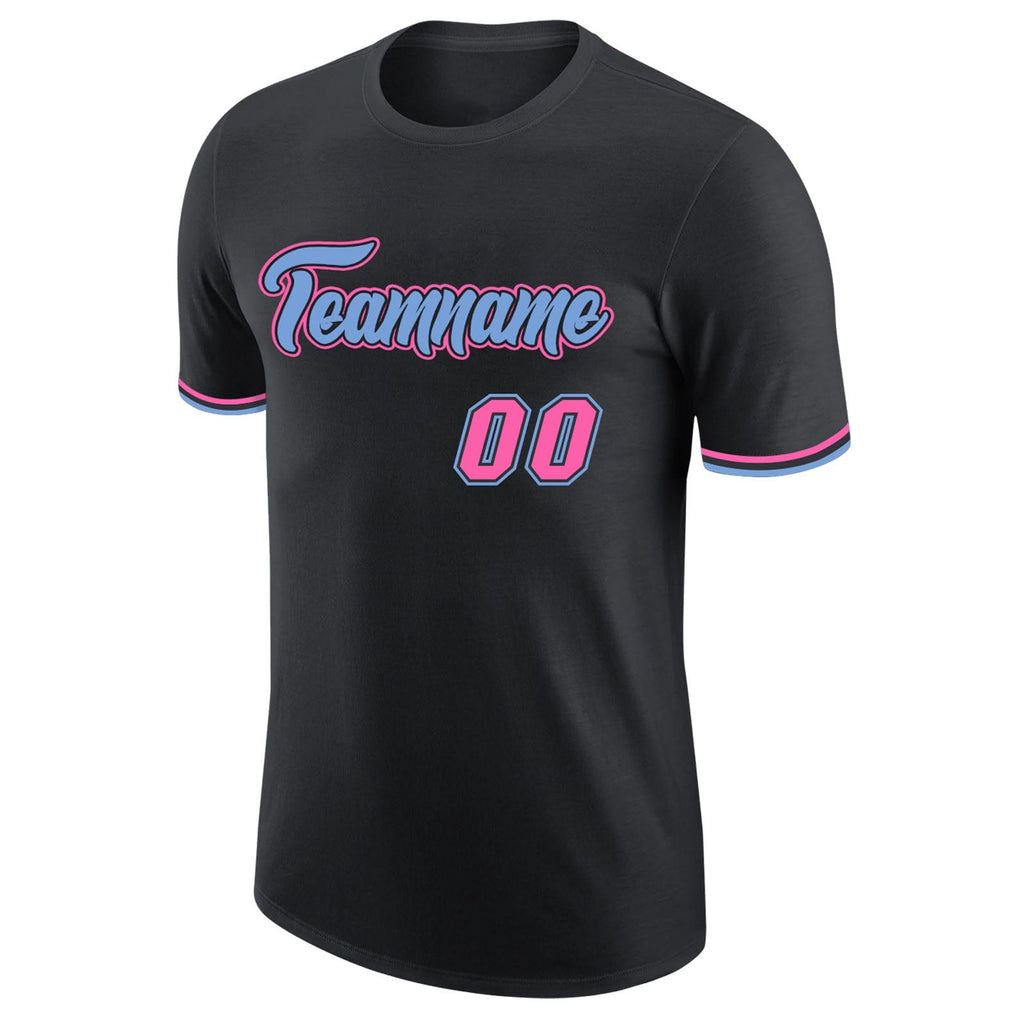Custom Black Pink-Light Blue Performance T-Shirt photo 4