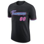 Custom Black Pink-Light Blue Performance T-Shirt photo 4