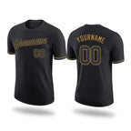 Custom Black Black-Old Gold Performance T-Shirt