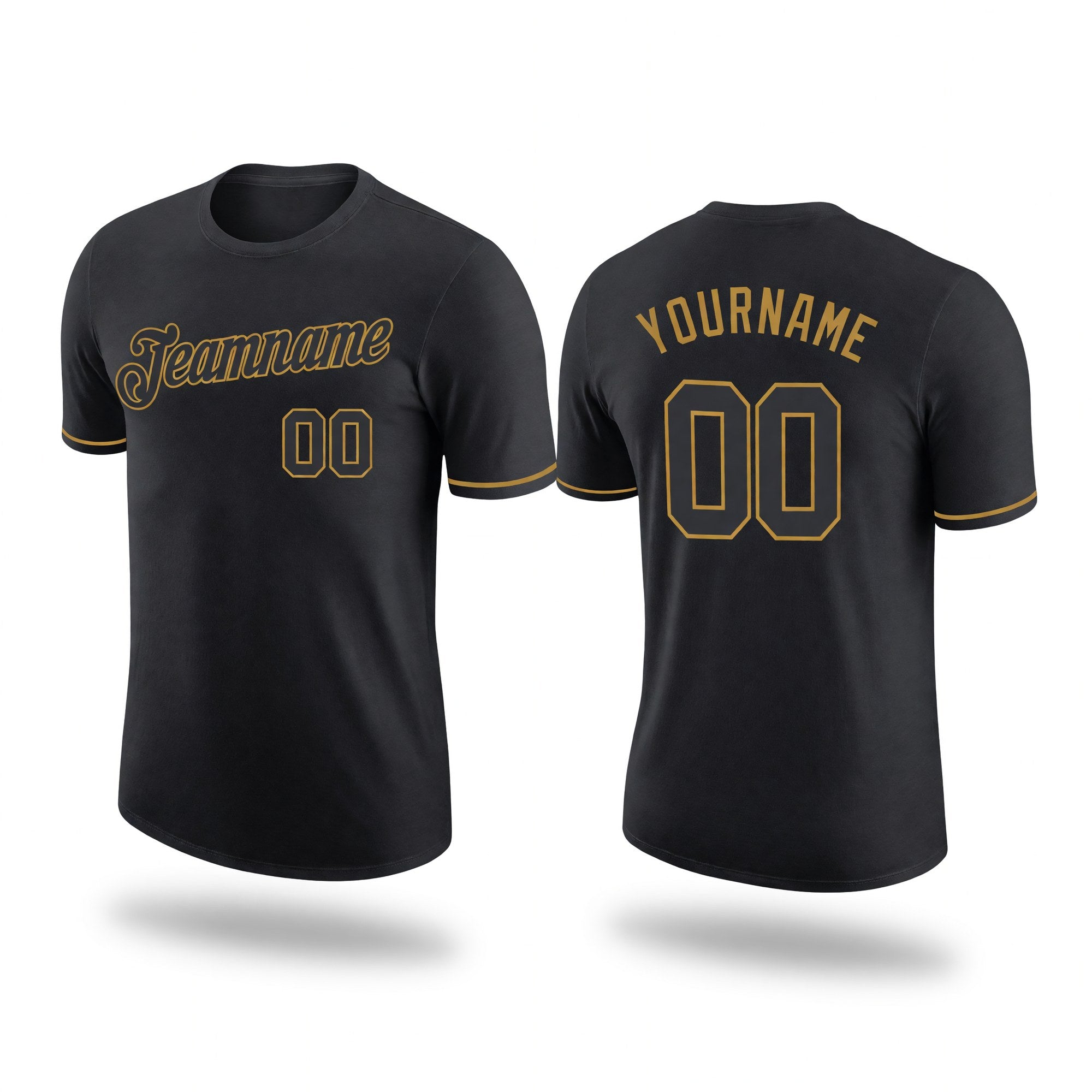 Custom Black Black-Old Gold Performance T-Shirt
