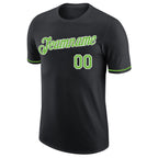 Custom Black Neon Green-White Performance T-Shirt photo 4