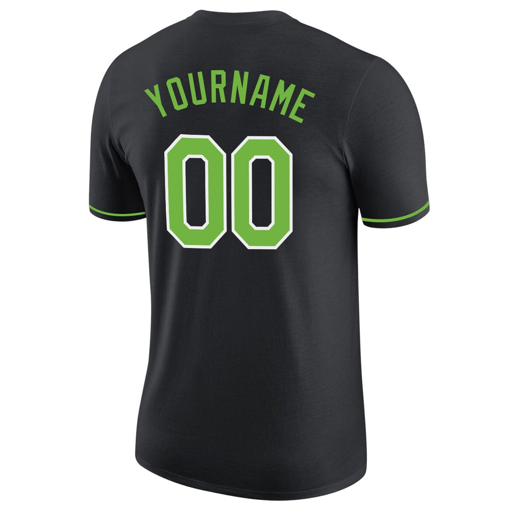 Custom Black Neon Green-White Performance T-Shirt photo 5