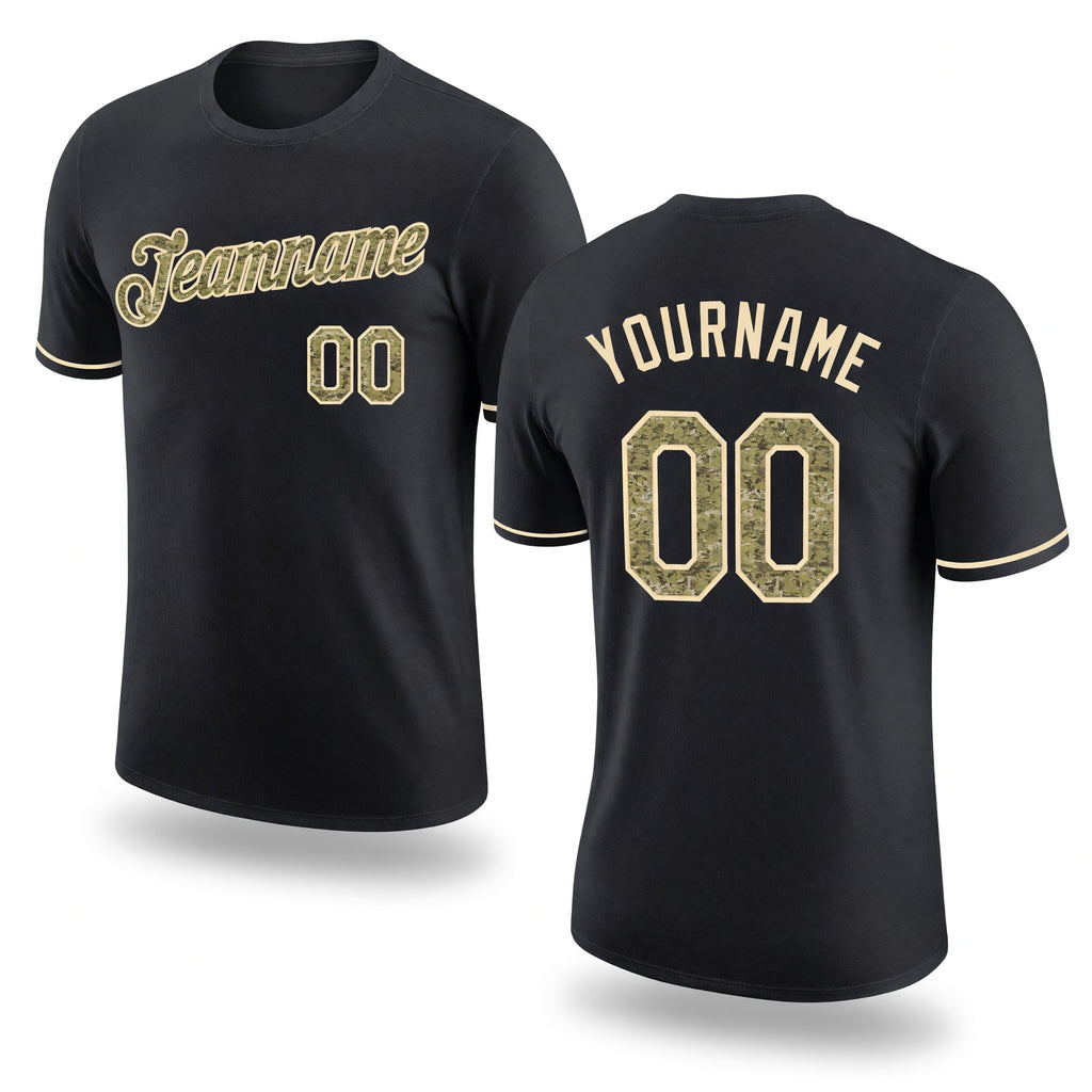 Custom Black Camo-Cream Performance T-Shirt