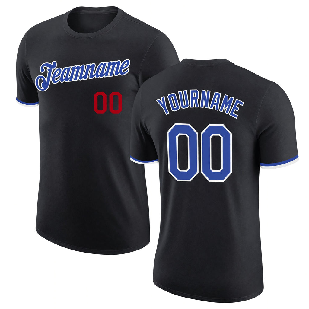 Custom Black Royal-White Performance T-Shirt