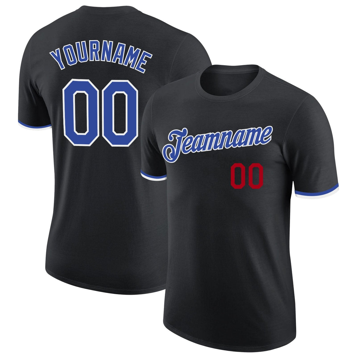 Custom Black Royal-White Performance T-Shirt photo 1