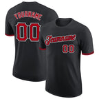 Custom Black Red-White Performance T-Shirt photo 1
