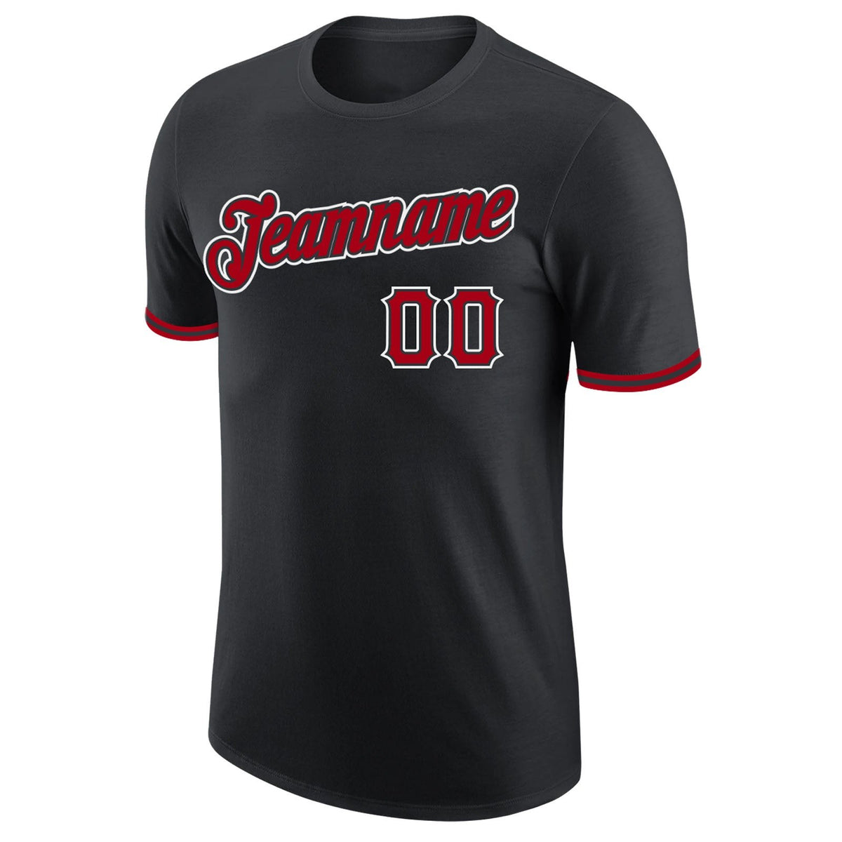 Custom Black Red-White Performance T-Shirt photo 5