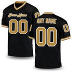 Custom Black Old Gold-White Mesh Authentic Throwback Football Jersey