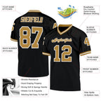 Custom Black Old Gold-White Mesh Authentic Throwback Football Jersey photo 4
