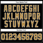 Custom Black Old Gold-White Mesh Authentic Throwback Football Jersey photo 6