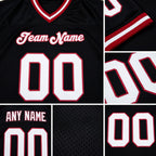 Custom Black White-Cardinal Mesh Authentic Throwback Football Jersey detail