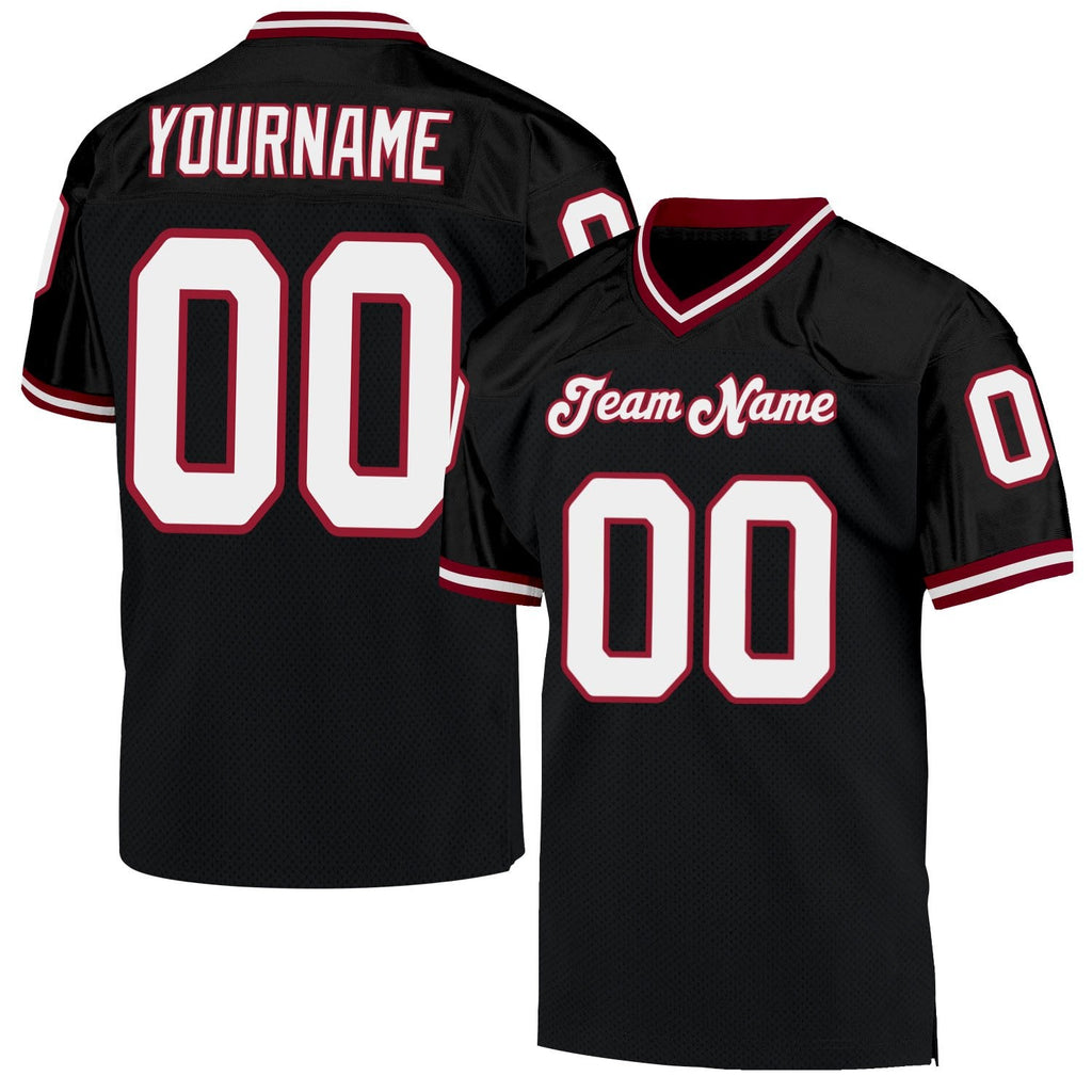 Custom Black White-Cardinal Mesh Authentic Throwback Football Jersey photo 1