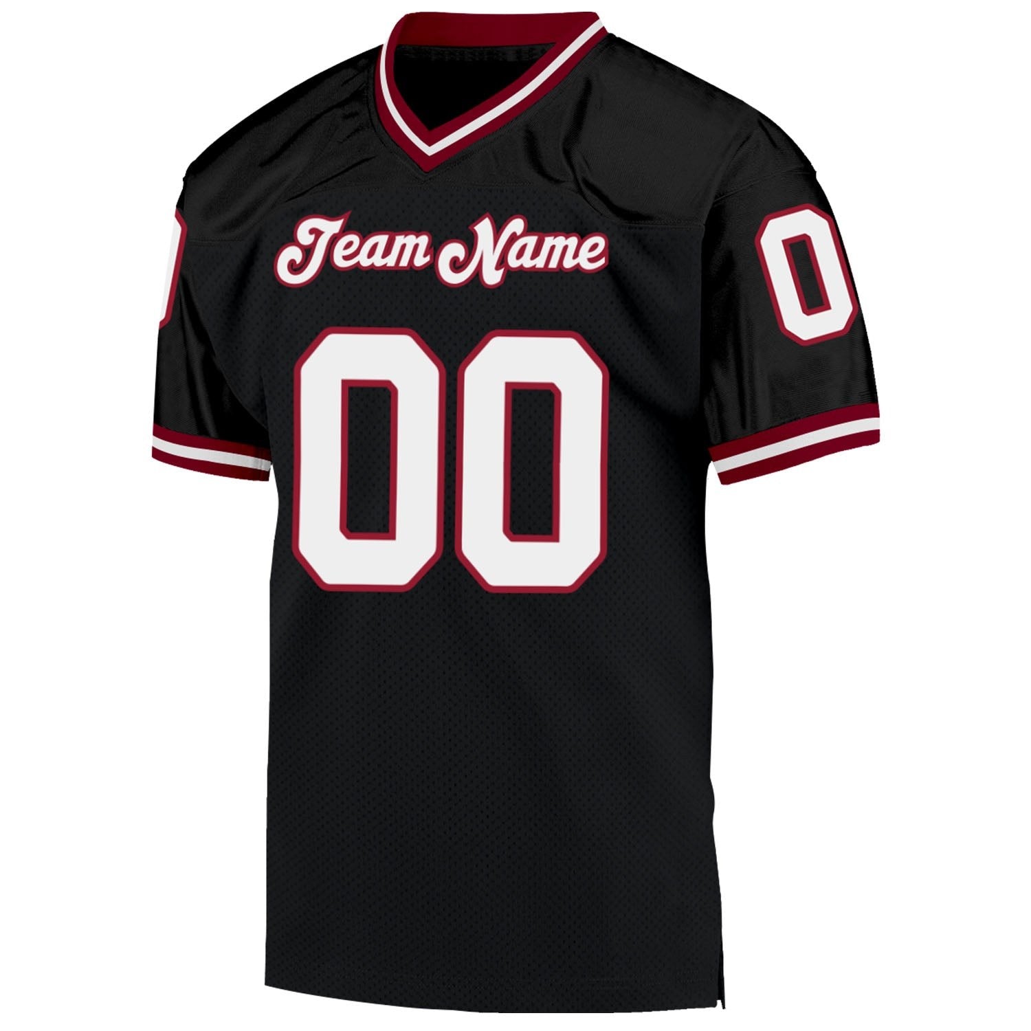 Custom Black White-Cardinal Mesh Authentic Throwback Football Jersey photo 2