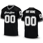 Custom Black White-Gray Mesh Authentic Throwback Football Jersey