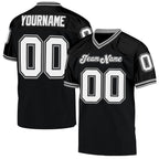 Custom Black White-Gray Mesh Authentic Throwback Football Jersey photo 1