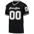Custom Black White-Gray Mesh Authentic Throwback Football Jersey photo 2