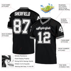 Custom Black White-Gray Mesh Authentic Throwback Football Jersey photo 4