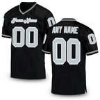 Custom Black Silver-White Mesh Authentic Throwback Football Jersey