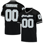 Custom Black Silver-White Mesh Authentic Throwback Football Jersey photo 1